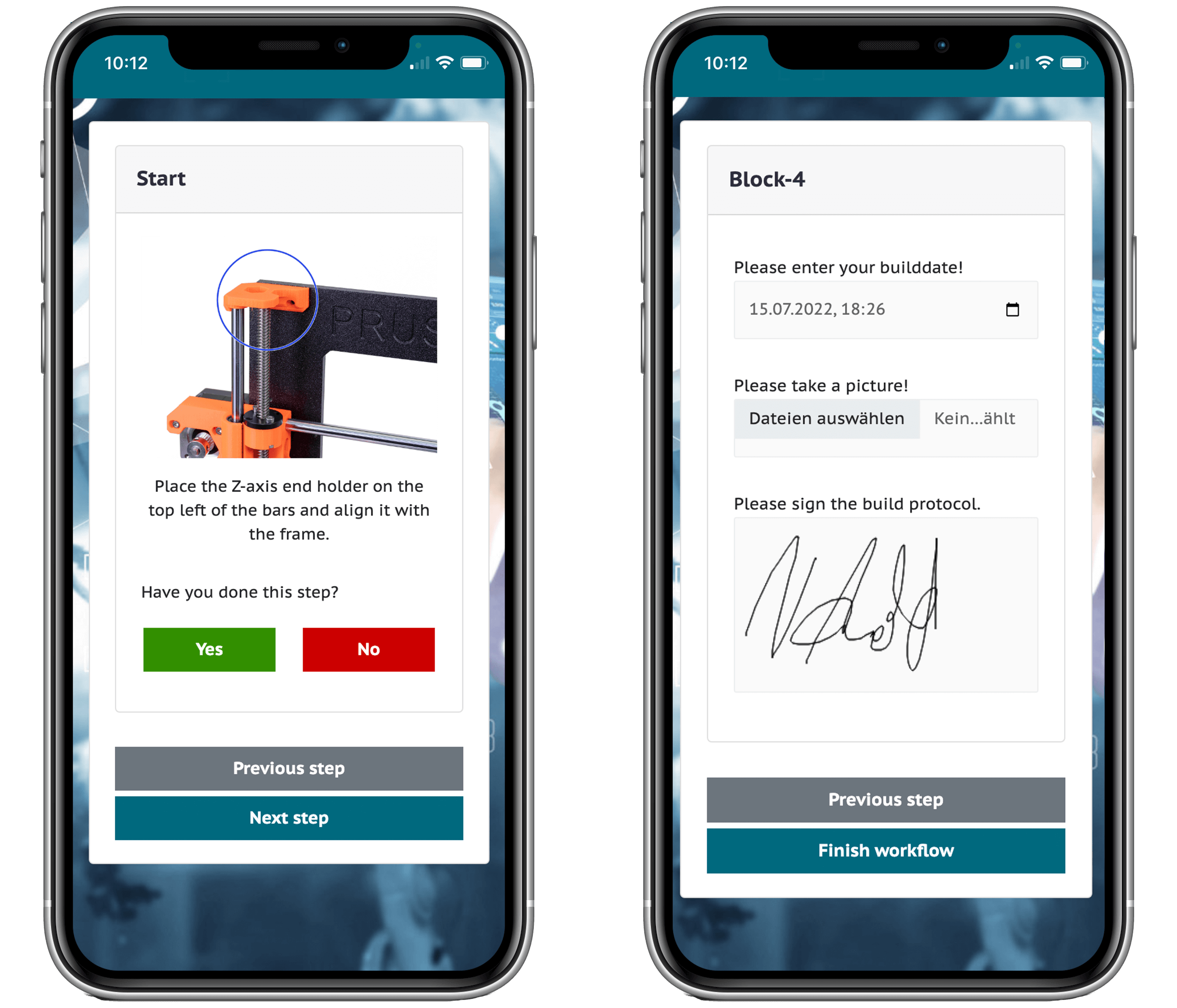 ADTANCE Workflow auf dem Smartphone