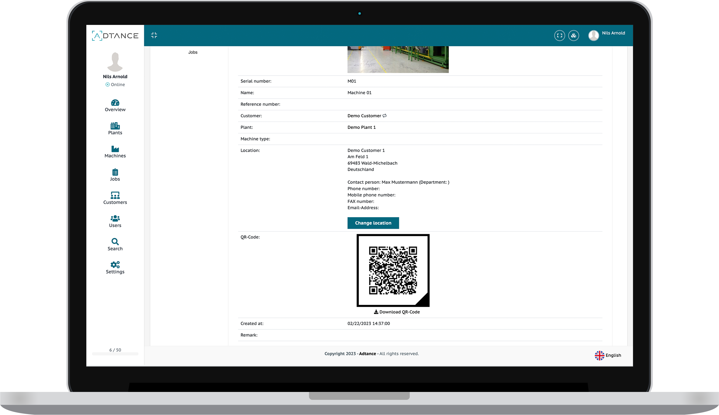 Zugriff auf Maschinendaten via QR-Code